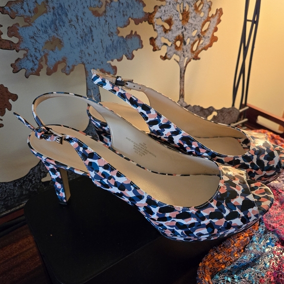 🎨 Nine West “Ecosse3” Multicolor Slingback Heels – Size 10M, Colorful, Unique - Picture 8 of 15